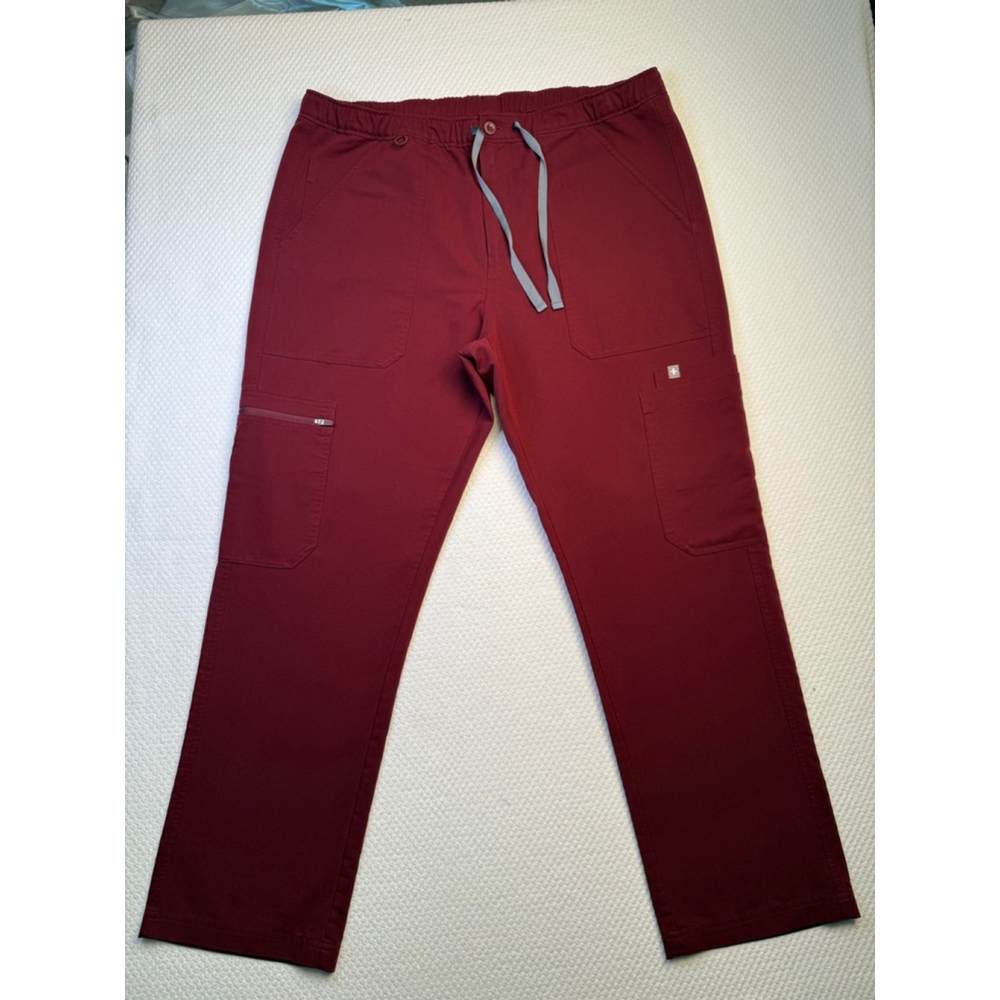 Men's FIGS L Maroon Grey Technical Cargo Scrub Pants